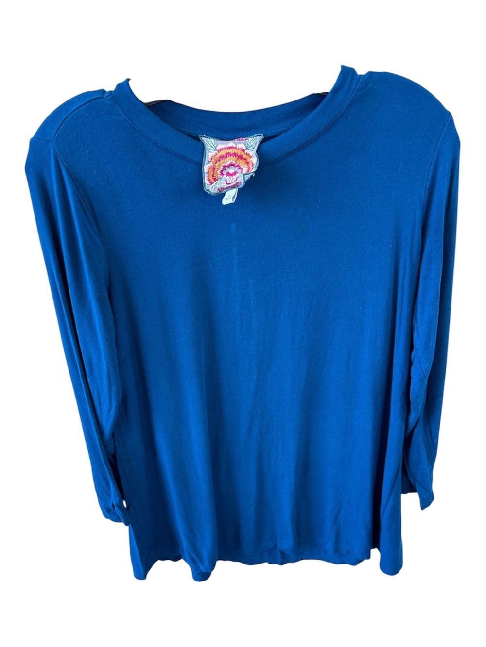 Johnny Was Royal Blue Long Sleeve Scoop Neck Top